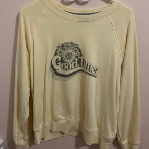 Pale Yellow 'Good Times' Crewneck Sweater